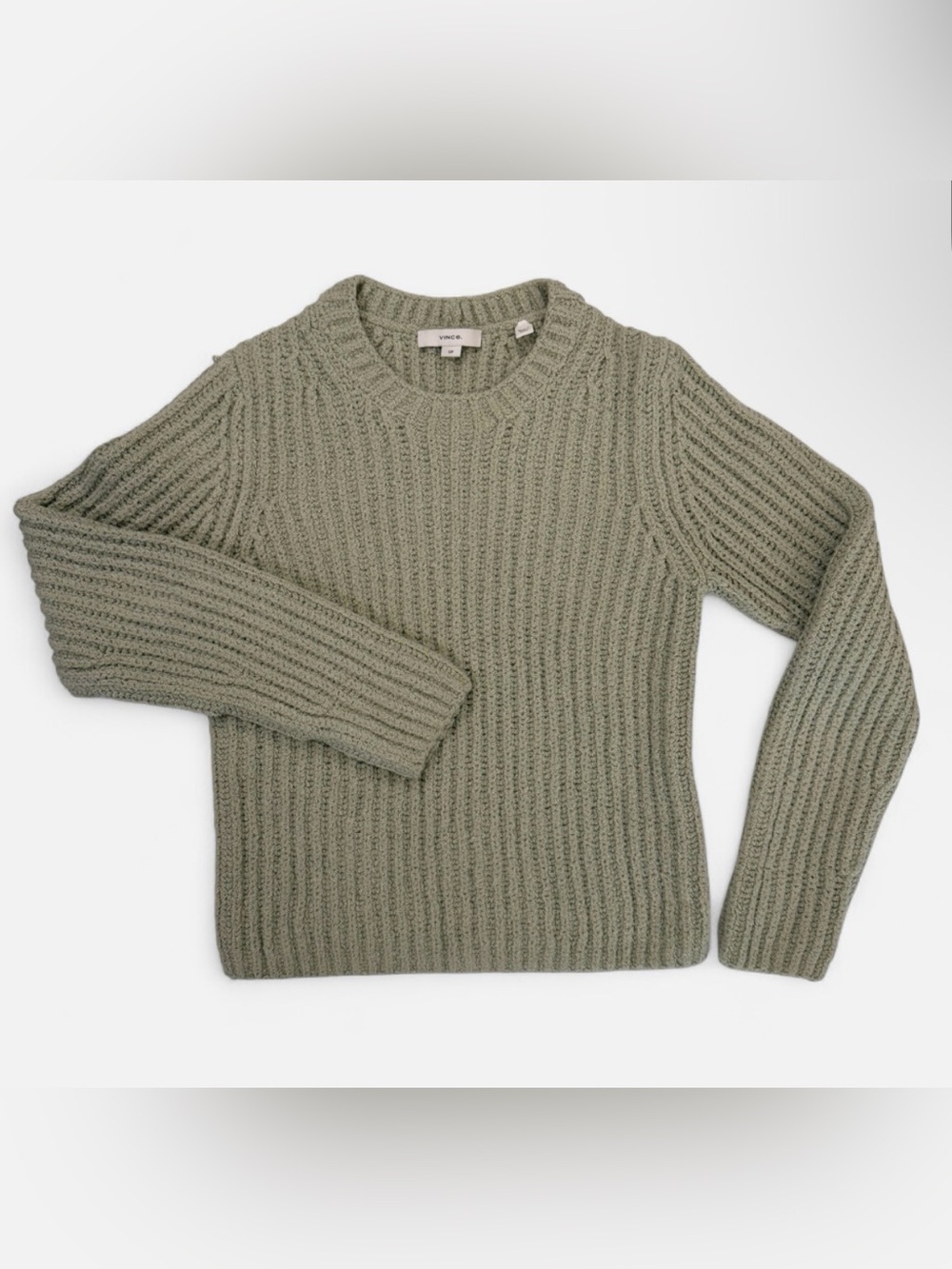 Vince Light Sage Green Textured Ribbed Sweater – Small Retail $240